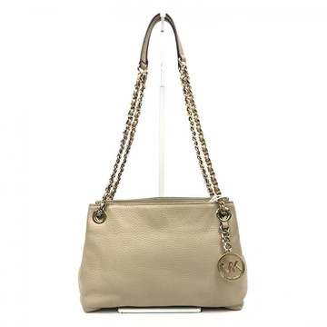 michael kors杏色荔枝紋皮革鍊條包