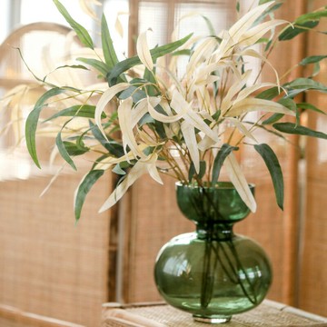 左岸麥田 秋色彎葉尤加利大枝裝飾樹葉假樹葉客廳復古假花仿真花