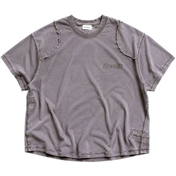 NOUVEAU NVT26101 BOXY GRAFFITI PANELING TEE 拼布 短T (洗舊棕色)