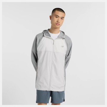 NEW BALANCE 外套 NB 灰白 防水 可收納 風衣外套 男 MO51501YST