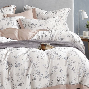 Prawear 巴麗維亞 60支100%天絲兩用被床包4件組  愛洛花園 白色  雙人 特大 7尺  被子 + 床墊套 + 枕套組