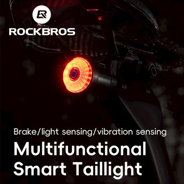 Rockbros 自行車燈智能燈剎車感應 Type-C 防水山地公路自行車尾燈 250mAh