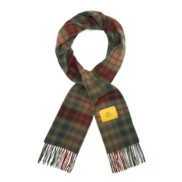 綠紅格紋純羊毛流蘇圍巾-725213352031