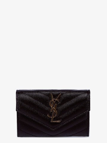 Matelassé leather wallet with metal monogram - SAINT LAURENT - gender_Woman