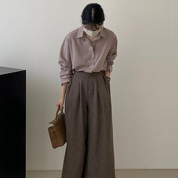 【巴黎精品】現貨+預購 休閒褲闊腿長褲-高腰裙褲寬管拖地女褲子2色a1cz23