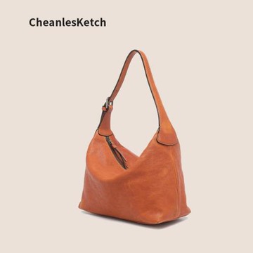 2024春夏新款高級感真皮腋下通勤包包女包斜挎餃子包休閑復古Hobo