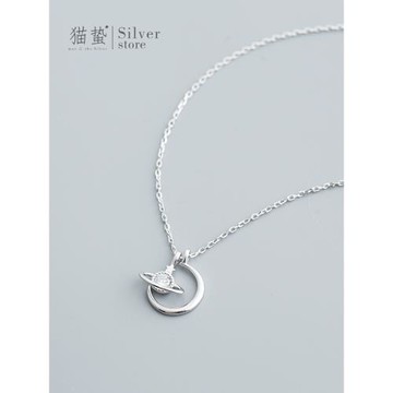 貓蟄星星月亮女款項鏈女生S925純銀女款2025新款輕奢小眾網紅爆款