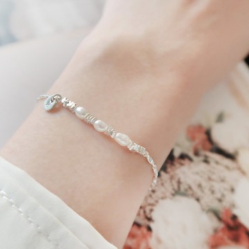 925純銀 銀河 波光粼粼 淡水珍珠 客製化刻字 手鍊 免費送禮包裝