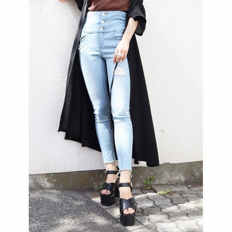 Emoda ヘムカットオフハイウエストパギンス Women パンツ デニムパンツ 通販 Lineポイント最大0 5 Get Lineショッピング