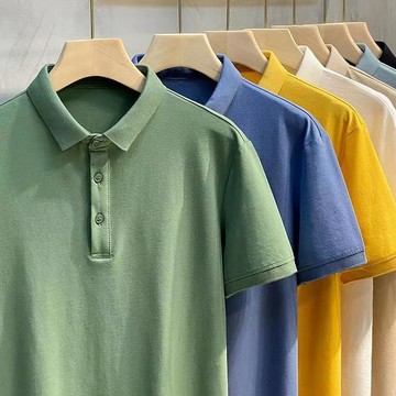 新款男士t恤高端純色Polo衫短袖男裝夏季翻領潮流韓版百搭上衣服