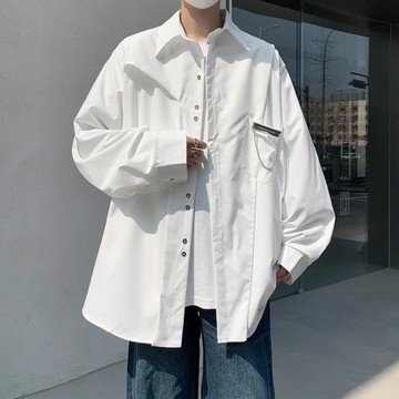 小眾設計襯衫男長袖寬松韓版春秋高級感休閑網紅禮服襯衣ins潮流