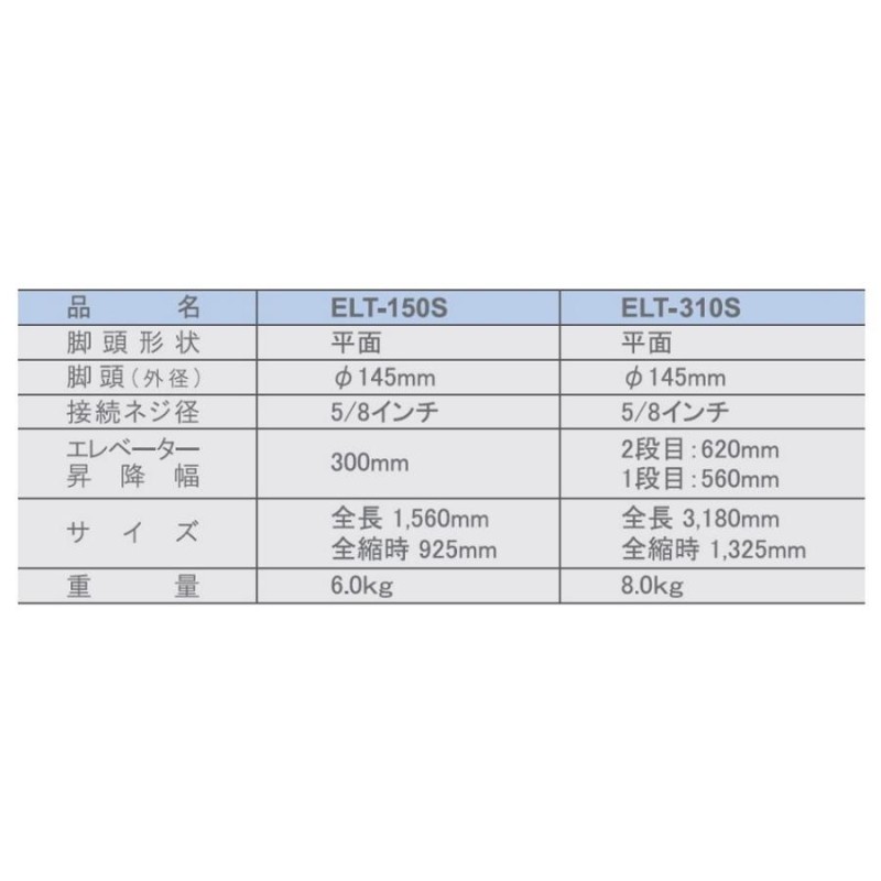 STS エスティーエス 角型エレベーター三脚 ELT-150S 平面 5/8インチ