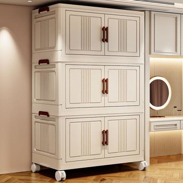 免安裝折疊收納箱家用簡約玩具收納柜儲物箱零食柜廚房塑料置物柜