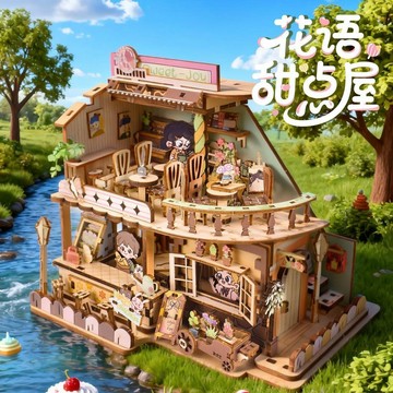 【台灣出貨】花語甜點屋3D立體拼圖手工立體拼圖手工兒童益智玩具模型禮物