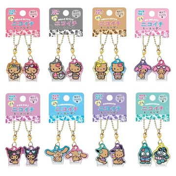 小禮堂 Sanrio 三麗鷗 壓克力造型磁鐵雙吊飾 (曬黑款) Kitty Mimmy 大耳狗 漢頓