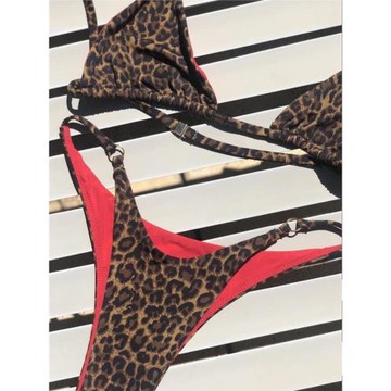 歐美爆款三點式比基尼性感豹紋印花泳裝跨境ins同款bikini泳衣