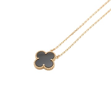 Van Cleef & Arpels 梵克雅寶 Vintage Alhambra 吊墜 項鍊 18K黃金 黑色 縞瑪瑙 【二手名牌BRAND OFF】