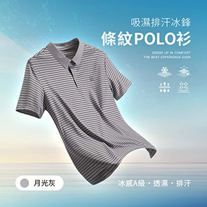 冰感A級冰科技吸溼排汗透氣條紋冰鋒POLO衫