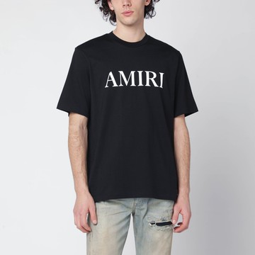 Black cotton T-shirt with logo