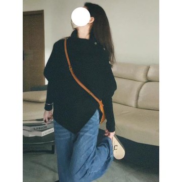 韓系黑色高領毛衣女秋冬季2025新款爆款寬松高級感慵懶風針織上衣