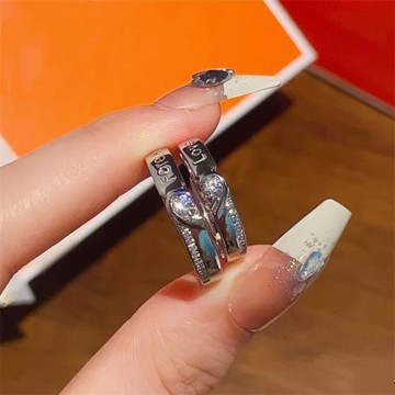 S999純銀同心結情侶款對戒足銀一對小眾設計結婚情人節禮物送女友