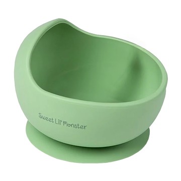 Sweet Lil' Monster 怪獸寶貝 矽膠吸盤學習碗 馬卡龍綠 底部吸盤防止打翻 防漏巢式設計  1個