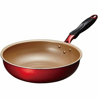 エバークック 炒め鍋 28* オール熱源対応(IH対応) evercookα(エバークック アルファ) ワインレッド 2年保証 ドウシシャ