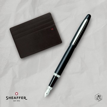 客製化刻字【SHEAFFER】VFM系列霧黑鋼筆-F尖+經典卡夾禮盒 (原廠正貨)