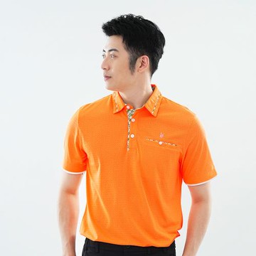 【遊遍天下】男款格紋領抗UV吸濕排汗機能POLO衫GS1017桔色(M-5L 大尺碼)