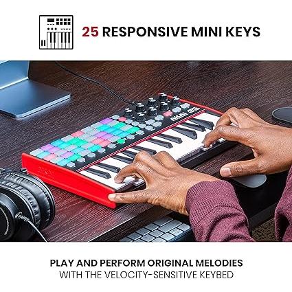 Akai Professional USB MIDIキーボード コントローラー 25鍵 40 RGBパッドと8ロータリーノブ付き Ableton Live Lite付属 APC Key 25 MK2 黒