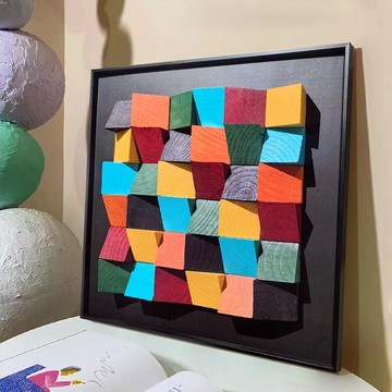 多巴胺軟裝玄關小眾藝術掛畫客廳背景墻裝飾畫中古風高級感壁