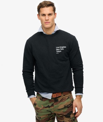 Superdry Men's Core Logo City Crew Sweatshirt Black Size: L