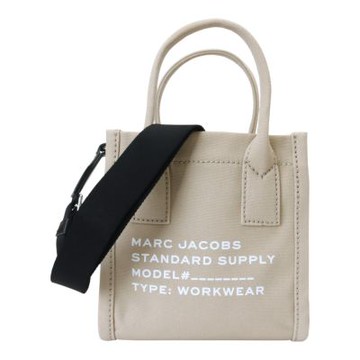 MARC JACOBS 白標字母帆布直式兩用包((沙米色)小