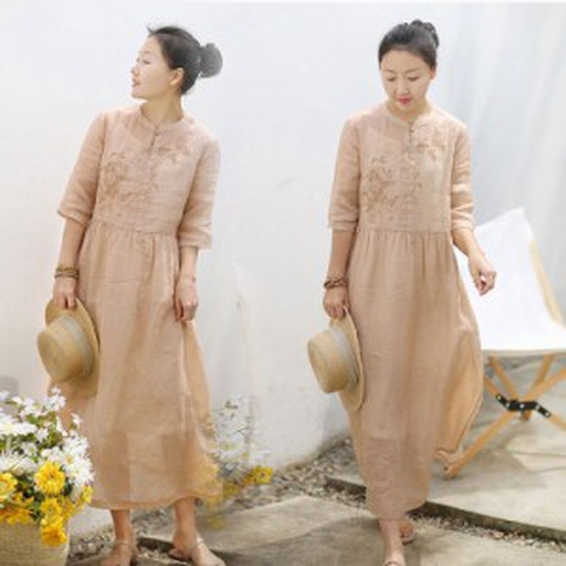 5分袖刺繍 パープルワンピース 薄手綿麻 レディース 体型カバー着痩せ 母の日 プレゼント 新作 お洒落 キレイめ 夏用 涼しい 通販 Lineポイント最大1 0 Get Lineショッピング