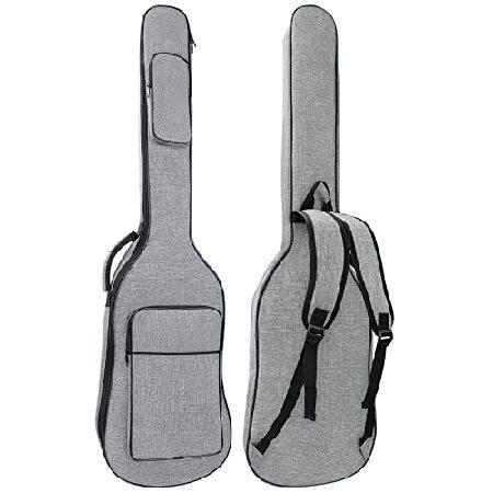 MUZTOP Bass Guitar Bag, 7MM Padding Bass Guitar Gig Bag Padded Soft Electric Bass Guitar Case Backpack with Pockets, Grey