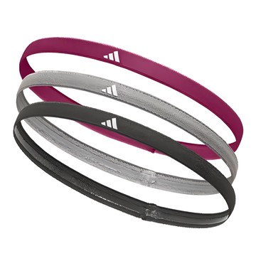 adidas 愛迪達 止滑運動髮帶3件組 ADAC-16201  22.8 x 3.6 x 0.5cm  夜空黑 + 銀霧灰 + 樹莓紅  1組