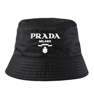 PRADA 1HC137 電繡LOGO標誌尼龍款漁夫帽/遮陽帽.黑