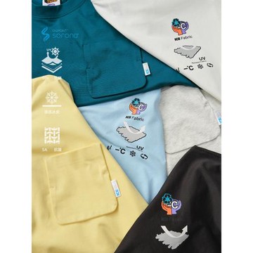 Battles立體口袋短袖T恤涼感Sorona®夏季寬松休閑防曬美式復古