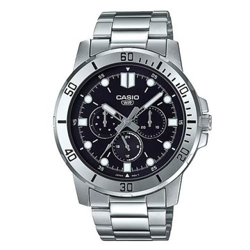 【CASIO 卡西歐】紳士三眼鋼帶錶 MTP-VD300D-1E