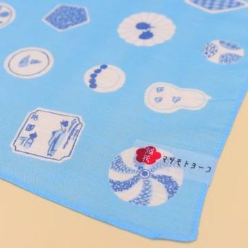 京都手帕-洛花系列-饅頭屋(藍)