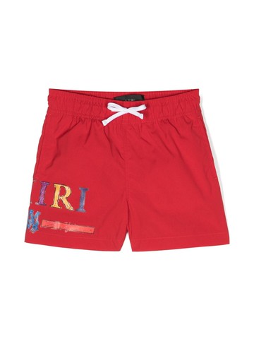 AMIRI KIDS - logo-print swim shorts - kids - Polyester - 12 yrs - Red