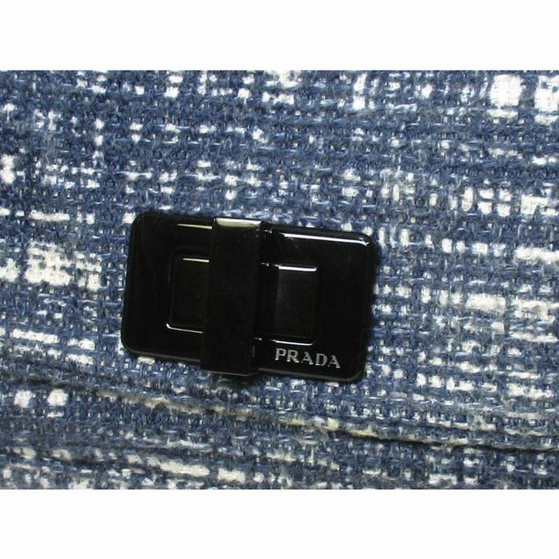 プラダ　PRADA ツイード　ネイビー　ショルダーバッグ　チェーン 中古】PRADA プラスチック チェーンショルダーバッグ ネイビー