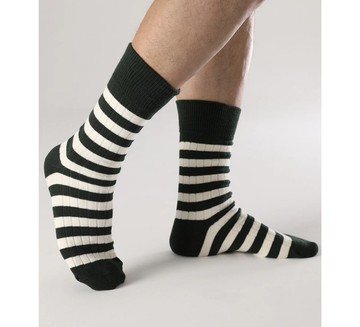 條紋純棉中筒襪 厚實舒適 Retro Striped Cotton Socks