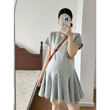 【M-5XL大尺碼】大尺碼女裝 洋裝 連衣裙 夏季洋裝 寬鬆顯瘦 胖mm大碼慵懶風蕾絲拚接連衣裙女夏2-300斤寬鬆顯瘦