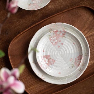 鍋小姐日本進口櫻花陶瓷菜盤餐具日式好看家用餐盤2024新款