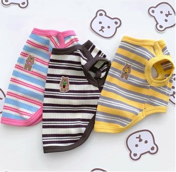 寵物衣服條紋熊背心泰迪比熊博美小型幼犬貓貓咪狗狗衣服秋冬款【步行者戶外生活館】