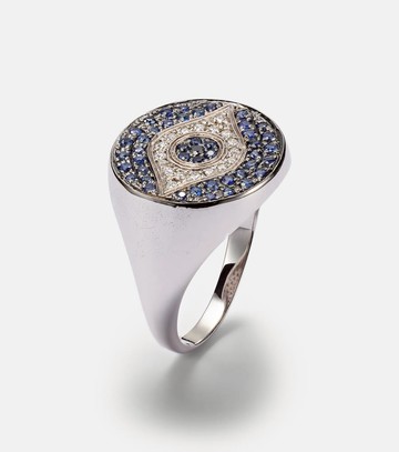 Ileana Makri Dawn Chevalier 18kt gold ring with diamonds and sapphires