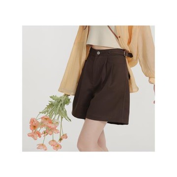 精分雅痞絕美咖啡色小眾高腰短褲