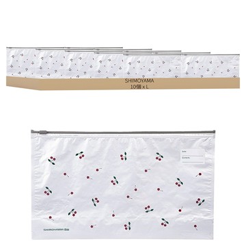 SHIMOYAMA 印花風可重複使用鋁鈦箔保鮮密封袋  L(36.5 x 9 x 21.5cm)  10個  白色