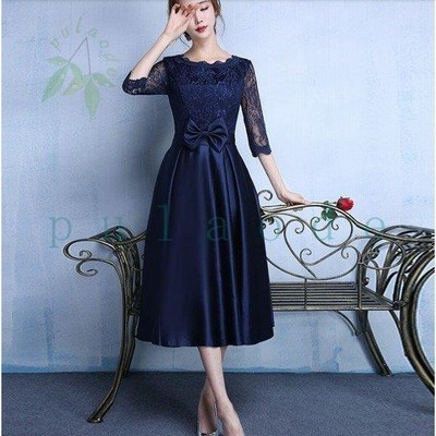 パーティードレス 結婚式 ドレス 袖あり 二次会 ドレス ウェディングドレス ミモレ丈 二次会ドレス 花嫁 パーティドレス 30代代披露宴 お呼ばれドレス 卒業式 通販 Lineポイント最大get Lineショッピング